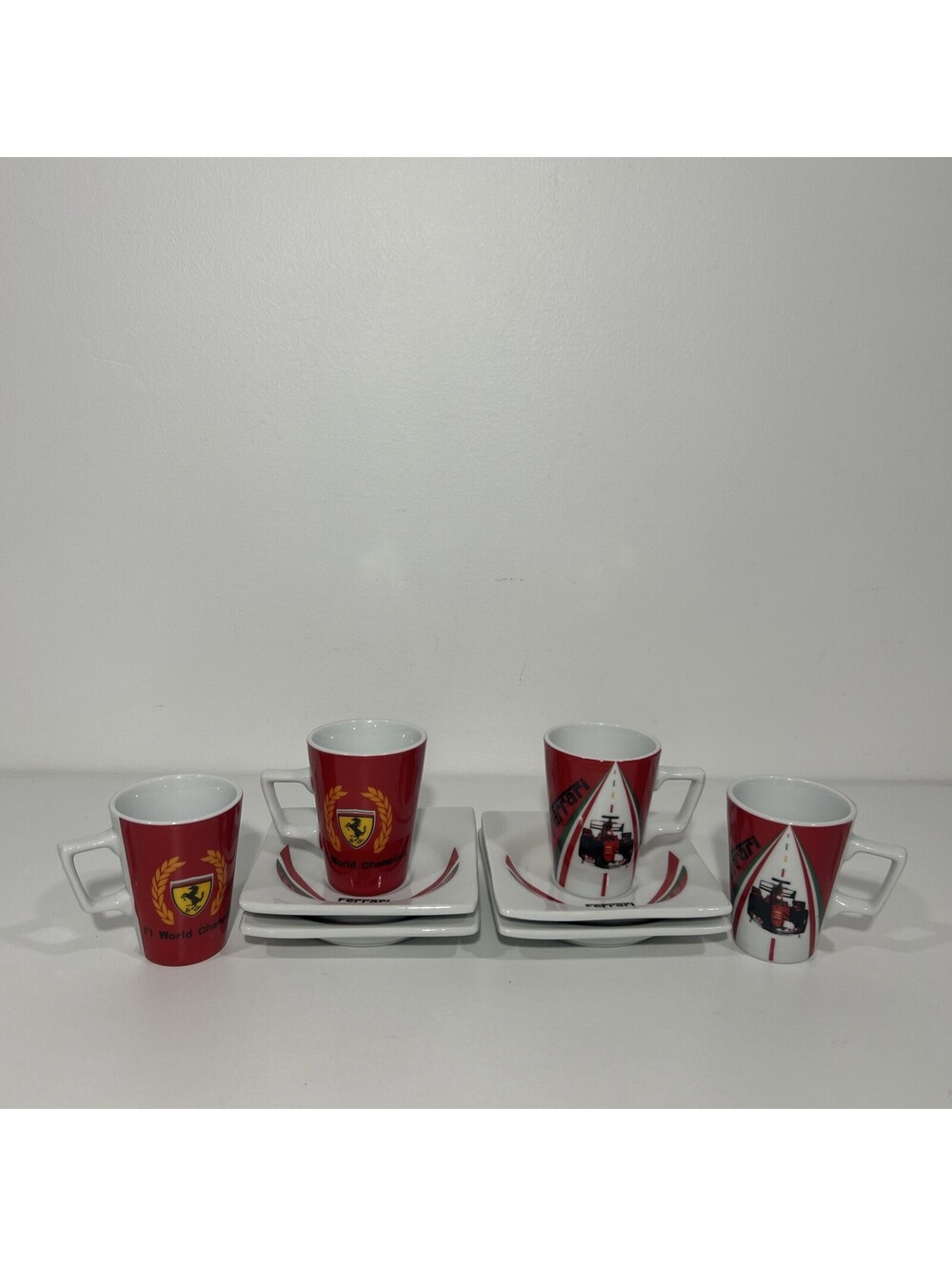 Official Ferrari F1 World Champions Espresso Cups & Saucers Set of 4